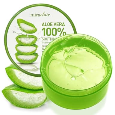 MIRACLAIR Aloe Vera Gel for Face, Skin, Hair & Sunburn Relief, Made with 100% Pure Aloe Gel for All Skin Types. Made in Korea. 300ml (10.1fl.oz) (1) - Image 1