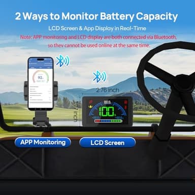 DC HOUSE 48V 100Ah Lithium Golf Cart Battery, Lifepo4 Battery with 48V 18A Lithium Batteries Charger, Built-in Smart 200A BMS, LCD Monitor & Mobile APP, Peak Current 700A (ABS Case) - Image 4