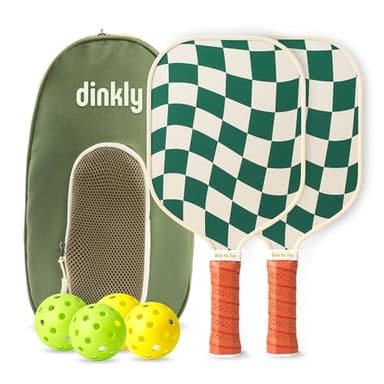 Dinkly Pickleball Paddles Set of 2 - USAPA Approved Graphite/Fiberglass Pickleball Racket, 2 Pickleball Rackets, 4 Balls and 1 Portable Carry Bag, Pickle Ball Set for Men Women, Wave Check - Image 1