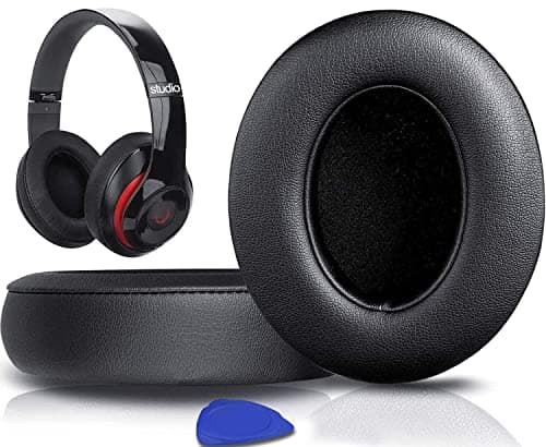 SoloWIT Replacement Ear Pads Cushions for Beats Studio 2.0 & 3 Wired/Wireless Over-Ear Headphones, Earpads with Soft Protein Leather, Noise Isolation Memory Foam (Black) - Image 1