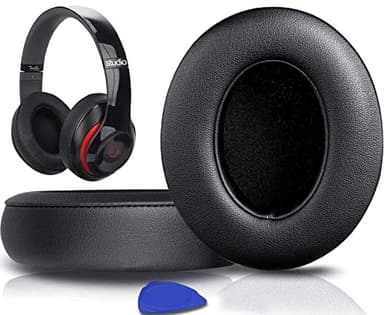 SoloWIT Replacement Ear Pads Cushions for Beats Studio 2.0 & 3 Wired/Wireless Over-Ear Headphones, Earpads with Soft Protein Leather, Noise Isolation Memory Foam (Black) - Image 1