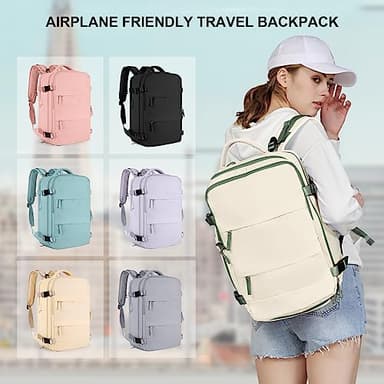 coowoz Large Travel Backpack For Women Men,Carry On Backpack,Hiking Backpacks Waterproof Outdoor Sports Rucksack Casual Daypack travel essentials（White Green） - Image 8