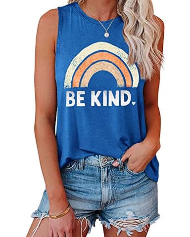IRISGOD Womens Tank Tops Loose Fit Summer Cute Graphic Sleeveless Shirts Workout Basic Tunic - Image 1