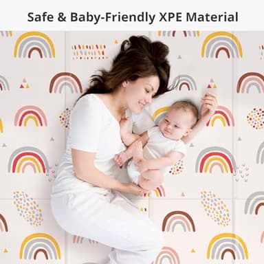 XL Baby Play Mat, 79" X 71" Extra Large Play Mat, Baby Mats for Floor, Waterproof, Anti-Slip Baby Crawling Mat, Soft Foam Mat for Babies and Toddlers, Reversible & Portable Rainbow and Star Pattern - Image 6