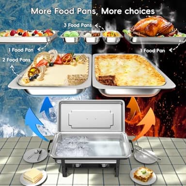sifer Chafing Dishes for Buffet 9Qt 4 Pack [Multi-Size Food Pans] | Chafing Dishes with 80% Faster [Screwless Installation] and Stacking Design [Easy Storage] for Fathers Day Party/Wedding, Black - Image 2