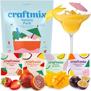 Craftmix Variety Pack, Makes 12 Drinks, Skinny Cocktail Mixers, Mocktails Non-Alcoholic Drinks - Made With Real Fruit - Vegan Low-Carb, Low-Sugar, Non-GMO, Dairy Free, Gluten Free, Easy to Mix - Image 1
