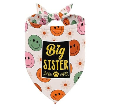 Big Sister Dog Bandana - Plaid Scarf Gender Reveal Accessory, Pet Baby Announcement Gift (E33) - Image 1