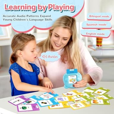 Spanish & English Talking Flash Cards for Toddler, Bilingual Flash Cards Learning Montessori Toys with 224 Sight Words, Speech Therapy Toys for Children Sensory Preschool Education - Image 4