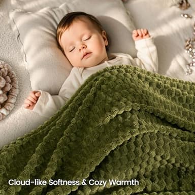 David's Home Ultra Soft Fleece Blanket King Size, Warm Lightweight 3D Jacquard Flannel Blanket for Fall Winter, Fluffy Cozy Luxury Plush Suitable for Bed Room Decor,108"x90", Oliva Green - Image 4