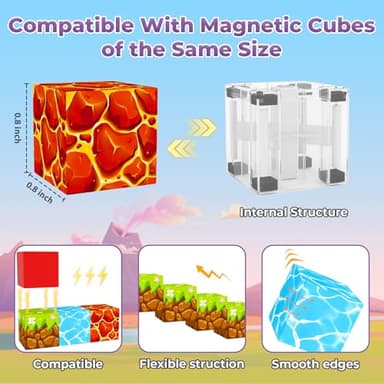 Magnetic Blocks, Magnetic Tiles Building Blocks, Magnet Cubes Toddler Kids Toys, Sensory STEM Toys for 3-5 4-6 5-7 6-8 Year Old Boys Girls Easter Birthday Gifts Travel Outdoor Kids Games (0.8IN/2CM) - Image 2