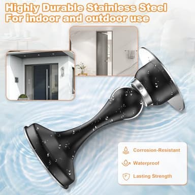 Crosize Magnetic Door Stoppers 2 Pack, Stainless Steel Door Stops, Wall-Mounted and Floor Mounting Metal Doorstops, Door Holder Keep Door Open, No Drilling Door Stop with Adhesive Tapes, Black - Image 6