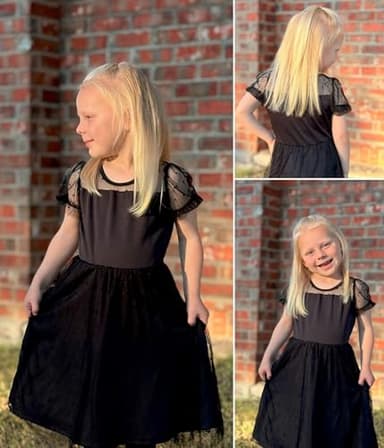 Arshiner Toddler Girls Tulle Summer Puff Sleeve Baby Girls Tutu Princess Party Casual Dress 4-5 Year Black - Image 6