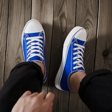 ZGR Mens Classic Casual Shoes,Lace-up Fashion Sneakers,Low Top Canvas Shoes for Men(Blue.US8.5) - Image 5