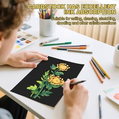 TUXIYA 300 Sheets Black Cardstock Paper,8.5 x 11 Inch Cardstock Paper,180 GSM/65LB Card Stock Printer Paper for Art,Invitations,DIY Cards,Watercolor & Craft Projects - Image 5