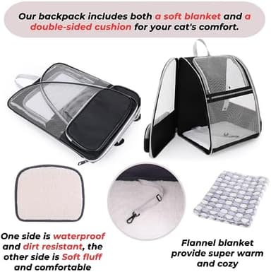 Lollimeow Cat Backpack Carrier, Ideal for Small Animals & Puppies, Airline Approved,Safe for Travel, Hiking, Vet Transport & Outdoor Use Fully Ventilated Design for Ultimate Comfort On-The-Go - Image 5