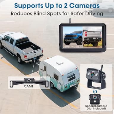 Wireless Backup Camera for Trucks: 5 Inch 1080P HD Display, Backup Camera for Car,Truck, IP69K Waterproof, Night Vision, Dual-Camera Support, DIY Installation, Customizable Parking Lines Befumly H21 - Image 3