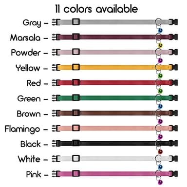 Muromto Leather Cat Collar Breakaway Adjustable Girl Boy Pet Collars for Cats Kitten Black Pink Green Brown Yellow Red White (Red) - Image 3