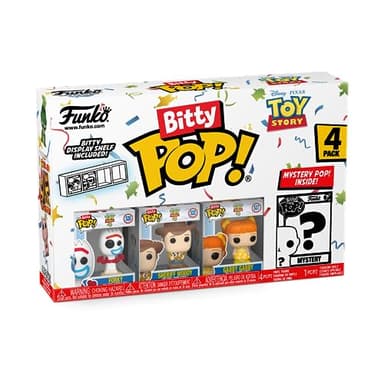 Funko Bitty Pop Toy Story - Forky 4PK - Forky, Woody, Gabby Gabby and A Surprise Mystery Mini Figure - 0.9 Inch (2.2 Cm) Collectable - Stackable Display Shelf Included - Gift Idea - Cake Topper - Image 3