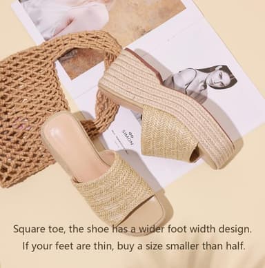 Platform Slip on Espadrille Sandals for Women Summer Wedges Slides -Flatform, Open Toe, Bohemia, Beach, Wedding - Image 4