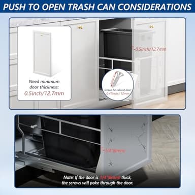 Insputer 40 QT 10 Gal Pull Out Trash Can Under Cabinet, Heavy Duty Under Sink Garbage Can Kit with Soft-Close Slides for Kitchen, Laundry, Requires Minimum Cabinets Opening 12" W X 18" D - Image 5
