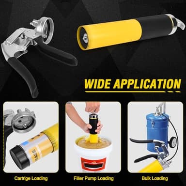 Grease Gun Kit, 7000 PSI Heavy Duty Pistol Grip Grease Gun with 14 oz Capacity, Includes 18 Inch Resin Flex Hose, Double Handle Grease Coupler and Other Accessories, Grease Gun for Automotive, Marine - Image 5