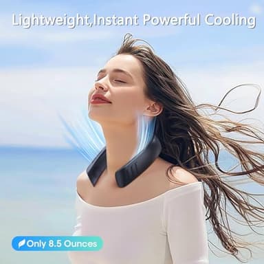 OLV Neck Fan 6000mAh Rechargeable Battery 18Hrs 4 Turbine Motor Powerful 360° Cooling Airflow 3 Speeds Portable Foldable Fan Ultra-Quiet Personal Fan Gifts for Men Women Home Office,Work,Travel Black - Image 2