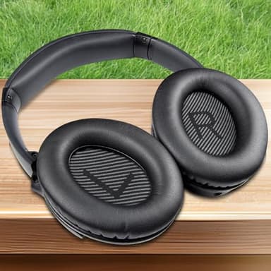 SoloWIT Replacement Earpads Cushions for Bose QuietComfort 35 (QC35) & Quiet Comfort 35 II (QC35 ii) Headphones, Ear Pads with Softer Leather, Noise Isolation Foam, Added Thickness (Black) - Image 8