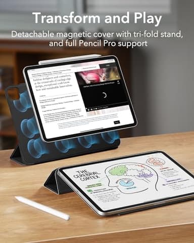 ESR for iPad Pro 11 Inch Case (M5/M4) 2025/2024, Strong Magnetic Attachment, Slim Trifold Stand Case, Supports Pencil Pro and Pencil(USB-C), Tough Protection, Auto Sleep/Wake, Rebound Series, Black - Image 3