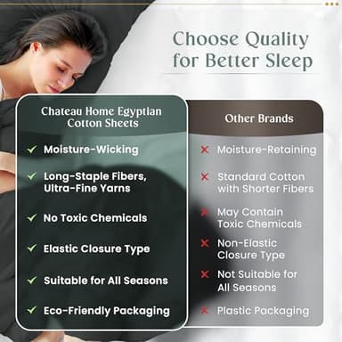 800 Thread Count Egyptian Cotton Sheets Queen Sheet Set Deep Pocket,100% Cotton Bed Sheets Queen Size Set, No Pill Soft & Comfy Naturally Cool Breathable Elasticated Sheet & Pillowcase Sets- Charcoal - Image 7