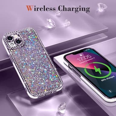 Lafunda for iPhone 13 Case Glitter, Luxury Shiny Bling Sparkly Phone Cover with Crystal Diamonds Rhinestone for Women Girls Soft TPU Slim Shockproof Protective Phone Case for iPhone 13 6.1", Purple - Image 6