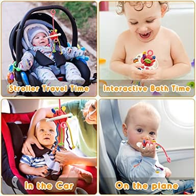AiTuiTui Sensory Toddler Travel Toys for 1 2 Year Old Boy Girl Birthday Gift, Soft Silicone Baby Teething Fidget Educational Learning Toys for Infant 6 9 12 18 Months - Image 6