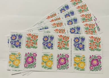 100pcs Postage Stamps Flowers Forever Design for Mailing (Mountain Flowers)