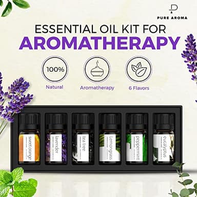 Essential Oils Set by Pure Aroma - Top 6 Aromatherapy Oils Gift Set-6 Pack, 10ml (Eucalyptus, Lavender, Lemongrass, Sweet Orange, Peppermint, Tea Tree) - Image 5
