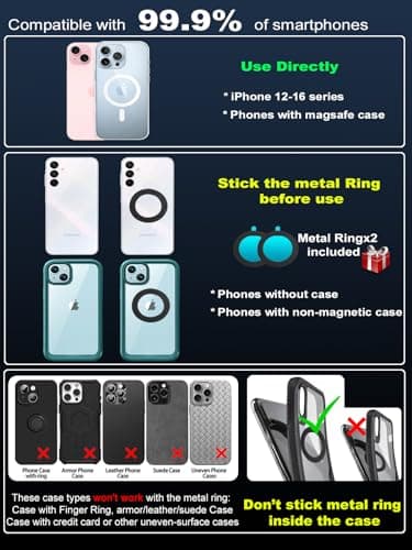 snanlen Upgraded 360° Vacuum Magnetic Phone Holder, Magnetic Car Phone Mount, Hands-Free Suction Cup Phone Holder for Car/Gym/Mirror/Shower, Car Mount Compatible with iPhone 16 Pro Max/Android - Image 8