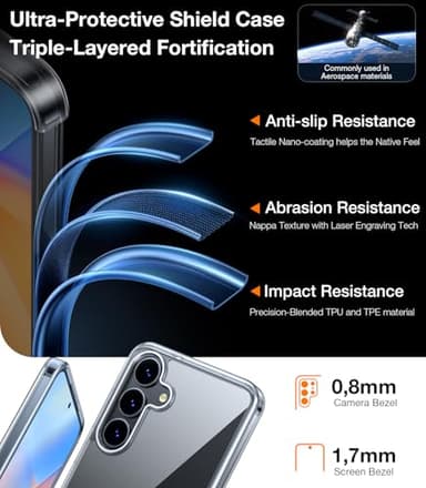 TORRAS Guardian Shockproof for Samsung Galaxy S25 Case, [12FT Military Grade Drop] Thin & Soft Touch for Samsung S25 Case, Transparent Protective Slim Case for Samsung S25, Diamond Clear - Image 3