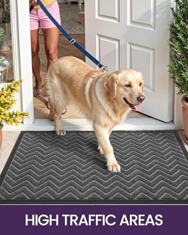 DEXI Front Door Mat Outside Entrance, 2x4 ft Rubber Entry Doormat Heavy Duty, Welcome Mats Non Slip for Inside House Floor Entryway Double Doors Exterior Patio, Chevron Dark Grey - Image 7