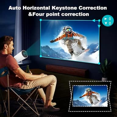 Mini Projector, HY300 PRO Portable Projector, Support 4K 1080P with Dual-Band WIFI6 5G Wireless 5.2 Bluetooth Android 13, 180° Rotatable, Auto Keystone Correction, 35"-130" Screen Video Projector - Image 6