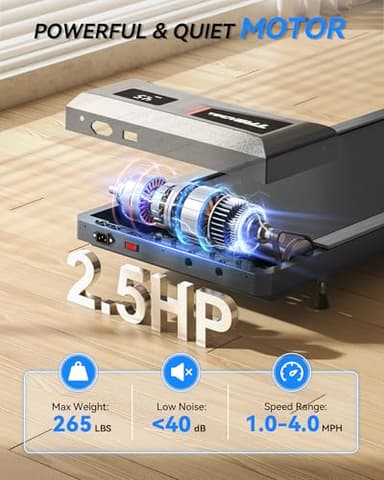 Walking Pad with 10% Incline, Walking Pad Treadmill 265lb Capacity, [Voice Control] Works with KINOMAP WELLFIT APP, 2.5HP Running Pad Small Treadmill for Home Office Apartment - Image 4