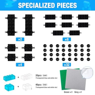 MANNIDOO 1600 Pieces Building Bricks, Building Bulk Block with 2 Packs 24x24 Studs Sticky Plate and 46PCS Wheel Accessory - Compatible with All Major Bricks, Gfits for Kid - 18 Shape/16 Color - Image 2