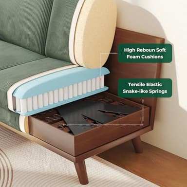 Vesgantti 68" Loveseat Sofa - Green, Comfy Corduroy with Spring Cushion, Solid Wood Frame, Modern Deep Seat, Bedroom & Living Room, Office Couch - Image 4