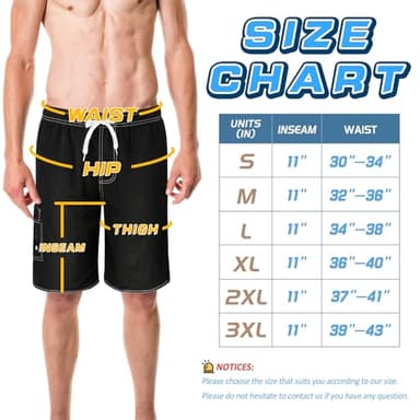 Srnede Mens Swim Trunks Swimming Trunks Swim Shorts Quick Dry 11 Inch with Mesh Lining Funny Swimwear Bathing Suits Black - Image 4