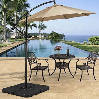 Yaheetech 4-Piece Umbrella Base Outdoor Umbrella Stand Square Shaped Cantilever Offset Filled with Water or Sand for Garden, Backyard and Poolside, Black - Image 9