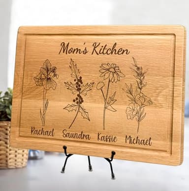 Personalized Cutting Boards, Gifts for Mom - Grandma, Birth Flower Grandma's Garden, Christmas, Birthday Mothers Day Gift for Grandma From Grandkids, Son - Daughter, Chopping Board for Mom's Kitchen - Image 8