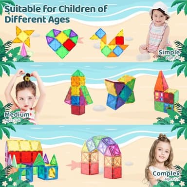 Mini Magnetic Tiles Toddler Toys, Travel Set Magnetic Building Blocks for Kids Ages 3+, Educational Toy for Boys Girls for Sensory Play Preschool Learning Classroom Must Haves Decor - Image 4