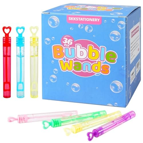 SKK Stationery 36 Pc Mini Bubble Wands, 6 Colors, Party Favors, Outdoor & Christmas Bubble Blower for Kids, Easter & Birthday - Image 1