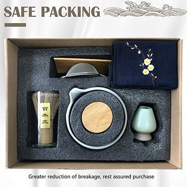 Artcome Japanese Matcha Tea Set, Bowl with Pouring Spout, Whisk, Tea Scoop, Ceramic Whisk Holder, Matcha Powder Caddy, Handmade Matcha Ceremony Kit For Japanese Tea Ceremony (9Pcs) - Image 7