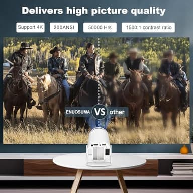 Mini Projector, Support 4K 1080P Portable Projector with Dual Band WIFI6 5G Wireless 5.2 Bluetooth Android 11, 200 ANSI Lumens, 180° Rotatable, Auto Keystone Correction,35"-130" Screen Video Projector - Image 3