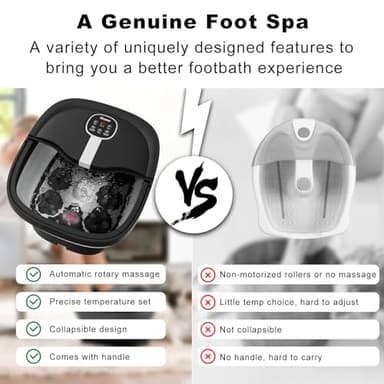 HOSPAN Collapsible Foot Spa Electric Rotary Massage, Foot Bath with Heat, Bubble, Remote, and 24 Motorized Shiatsu Massage Balls. Pedicure Foot Spa for Feet Stress Relief - FS02A - Image 2