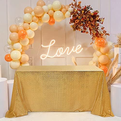 Fitable Gold Sequin Tablecloth for Parties 60x84 Inch - Sparkle Glitter Cloth Laser Rectangle Overlay for Wedding Baby Shower Ceremony Birthday Holiday Banquet Decoration - Image 1