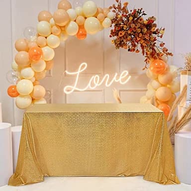 Fitable Gold Sequin Tablecloth for Parties 60x84 Inch - Sparkle Glitter Cloth Laser Rectangle Overlay for Wedding Baby Shower Ceremony Birthday Holiday Banquet Decoration - Image 1